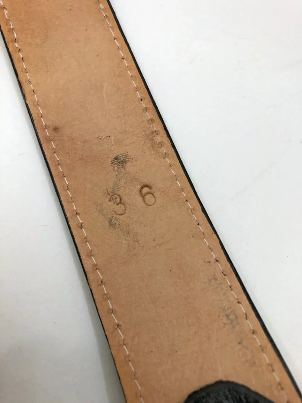 Western leather Belt Size 36 Black Leather & Tan Fur Silvertone Buckle Longhorns
